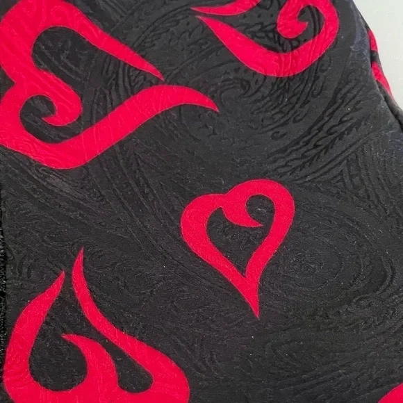 Victoria’s Secret Vintage Gold Label Silk Lace Heart Teddy Bodysuit Black Red